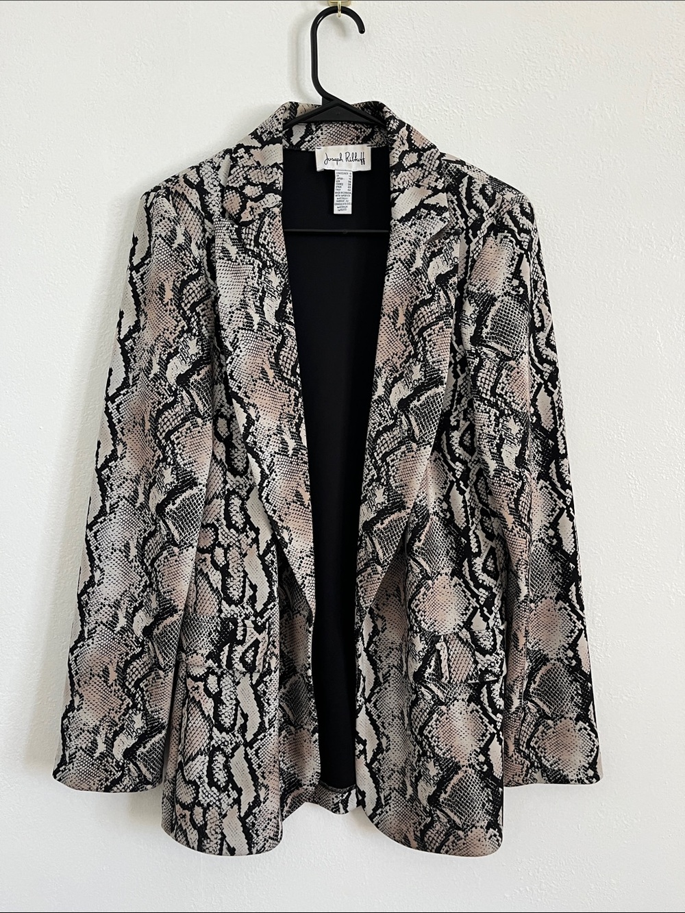 Joseph Ribkoff Snake Print Open Blazer - Black & Taupe